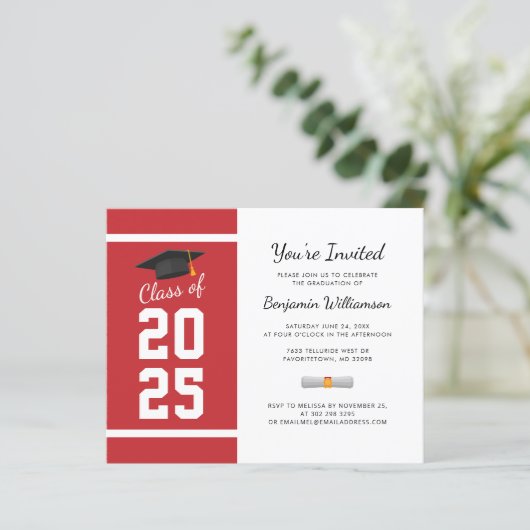 Uitnodiging voor diploma-uitreikingsfeest afgestud (Staand voorkant)