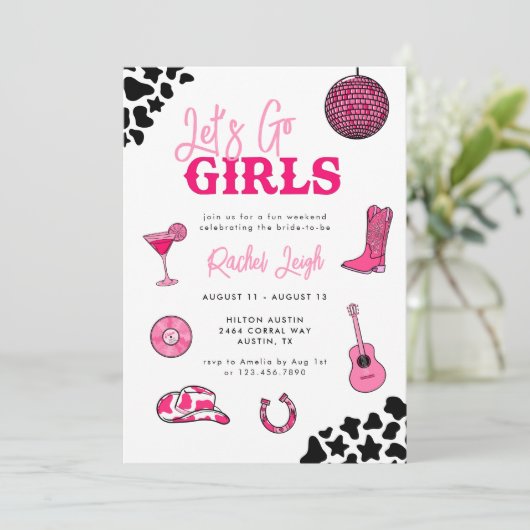 Uitnodiging voor Disco Bachelorette (Staand voorkant)