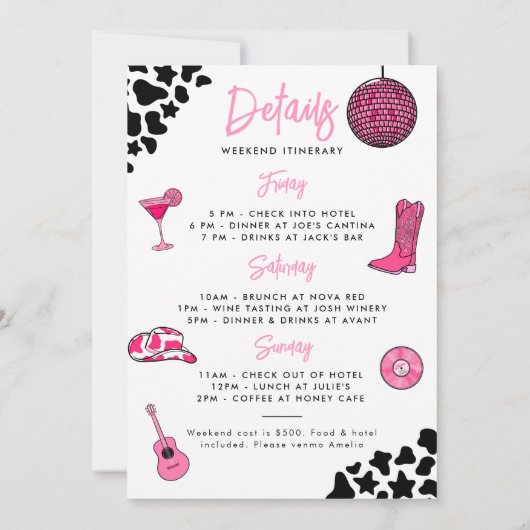 Uitnodiging voor Disco Bachelorette (Achterkant)