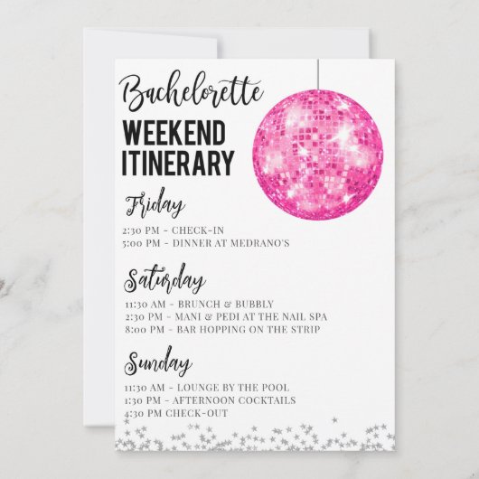 Uitnodiging voor Disco Bachelorette Weekend (Achterkant)