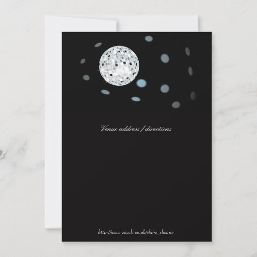Uitnodiging voor Disco Ball Party (Achterkant)