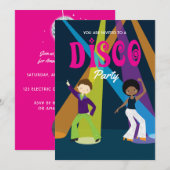 Uitnodiging voor Disco Birthday Party (Voorkant / Achterkant)