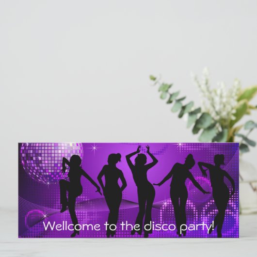 Uitnodiging voor Disco-partij (Staand voorkant)