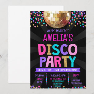 Uitnodiging voor Disco Party verjaardag