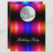 Uitnodiging voor Disco Retro Verjaardagsfeestje (Voorkant / Achterkant)