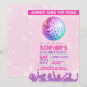 Uitnodiging voor disco voor afdrukbare gepersonali (Voorkant / Achterkant)