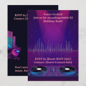 Uitnodiging voor DJ Birthday Party -  (Voorkant / Achterkant)