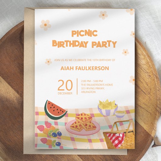Uitnodiging voor Dochter's Picknick Verjaardagsfee