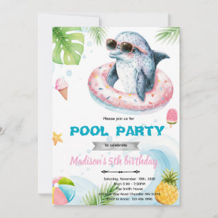 Uitnodiging voor dolfijnen zwembadfeest