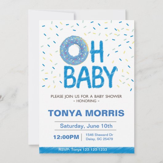 Uitnodiging voor donut baby shower (Voorkant)