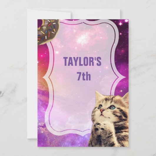 Uitnodiging voor Donut Cat Galaxy (Achterkant)