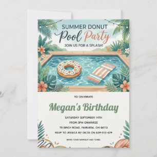 Uitnodiging voor donut eind van zomer zwembadfeest