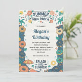 Uitnodiging voor donut eind van zomer zwembadfeest (Staand voorkant)