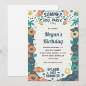 Uitnodiging voor donut eind van zomer zwembadfeest (Voorkant / Achterkant)
