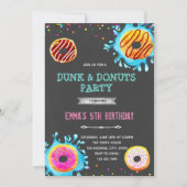 Uitnodiging voor Donut- en dunk-verjaardagsfeest (Voorkant)