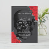 Uitnodiging voor 'Dood aan je 20'er' feest met rod (Staand voorkant)