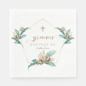 Uitnodiging voor Doop met Bloemen Goud Ivoor Lelie Servet (Voorkant)