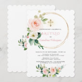 Uitnodiging Voor Doop Met Bloemen Spaanse Uitnodig (Voorkant / Achterkant)