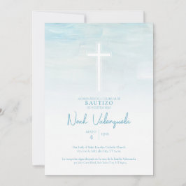 Uitnodiging voor Doopfeest Jongen Blauwe Spaanse U