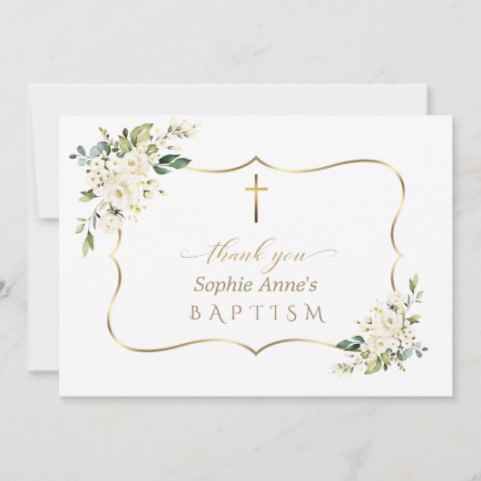 Uitnodiging voor Doopfeest Met Bloemen Doopfeest (Voorkant)