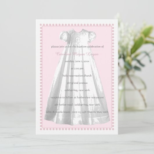 uitnodiging voor doopkapjesjurk (Staand voorkant)