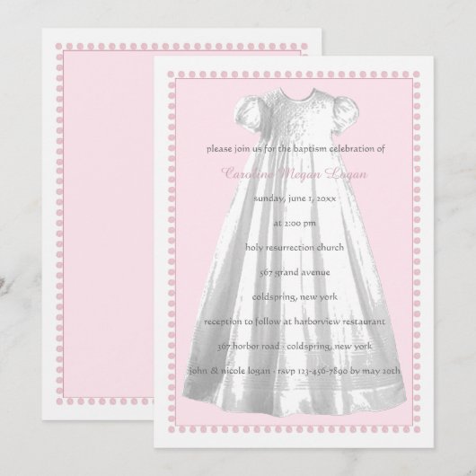 uitnodiging voor doopkapjesjurk (Voorkant / Achterkant)