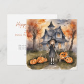 Uitnodiging voor door AI gegenereerd heks feest (Voorkant / Achterkant)