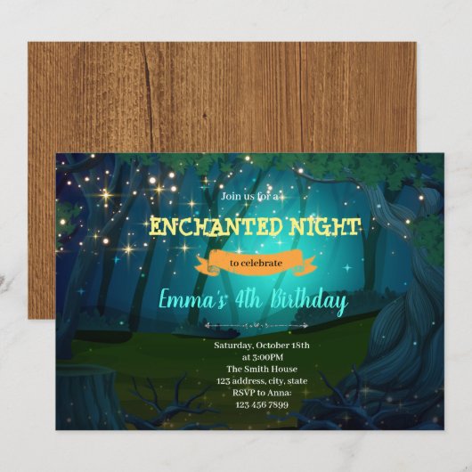 Uitnodiging voor doorgestuurde bospartij (Voorkant / Achterkant)