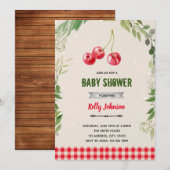 Uitnodiging voor douche Cherry (Voorkant / Achterkant)