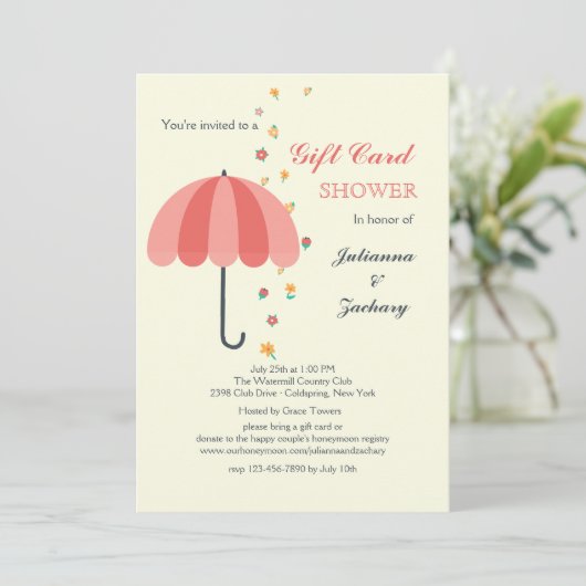 Uitnodiging voor doucheparaplu (Staand voorkant)