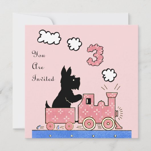  uitnodiging voor drie jaar oud meisje (Voorkant)