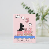  uitnodiging voor drie jaar oud meisje (Staand voorkant)