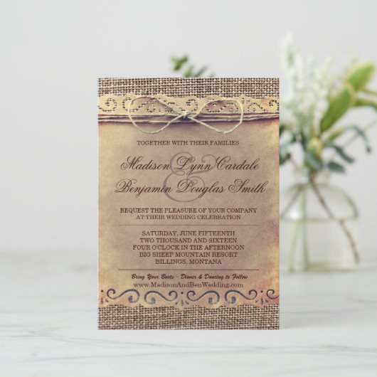 Uitnodiging voor  driepuntswonding in het Rustisch (Staand voorkant)