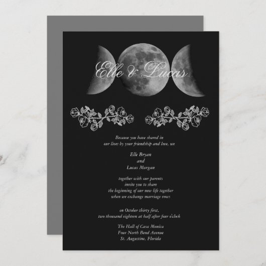 Uitnodiging voor drievoudige maanhuwelijk (Voorkant / Achterkant)