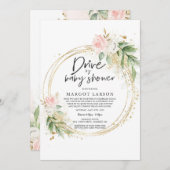 Uitnodiging voor Drive By Baby Shower in greenery  (Voorkant / Achterkant)