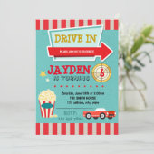 Uitnodiging voor drive-in themafilmfeest (Staand voorkant)