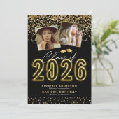 Uitnodiging voor dubbel afstudeerfeest (Staand voorkant)