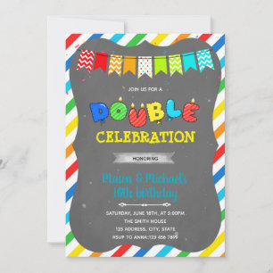 Uitnodiging voor dubbel verjaardagsfeest