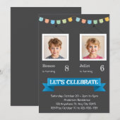 Uitnodiging voor dubbel verjaardagsfeest (Voorkant / Achterkant)