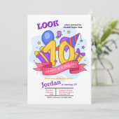 Uitnodiging voor dubbele cijfers verjaardag (Staand voorkant)