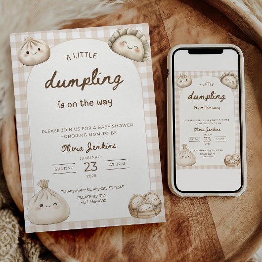 Uitnodiging voor Dumpling Baby Shower Little Dumpl