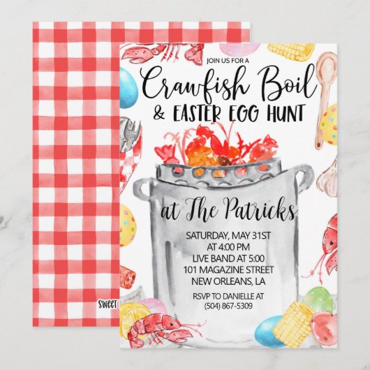 Uitnodiging voor Easter Crawfish Boil (Voorkant / Achterkant)