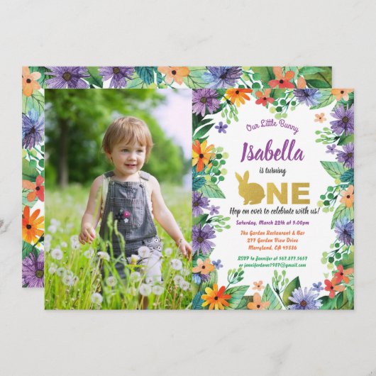 Uitnodiging voor easter eerste verjaardagsfeestje (Voorkant / Achterkant)