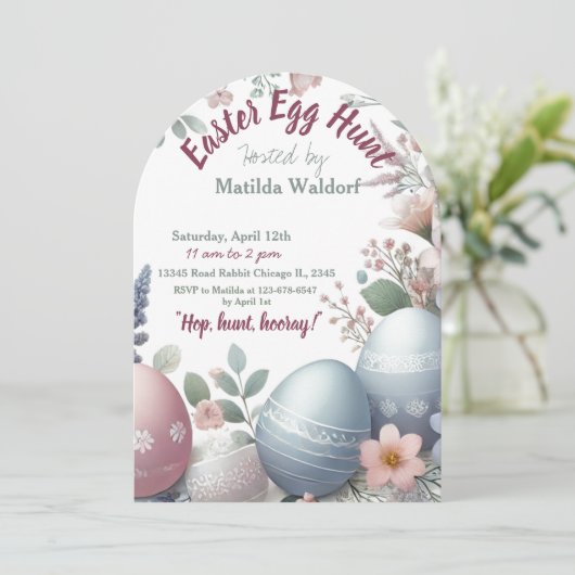 Uitnodiging voor Easter Egg Hunt | Leuk & feesteli (Staand voorkant)