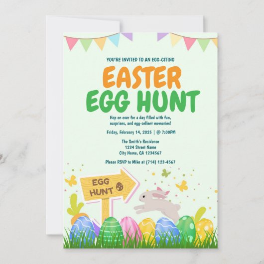 Uitnodiging voor Easter Egg Hunt Sjabloon (Voorkant)