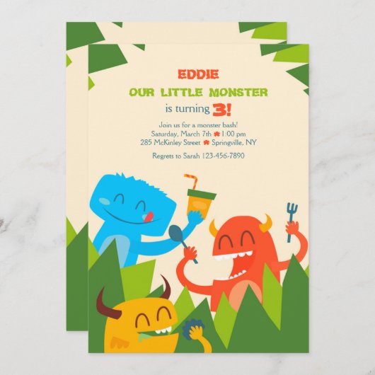 Uitnodiging voor eating Monsters (Voorkant / Achterkant)