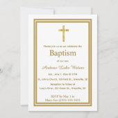 Uitnodiging voor Editable Gold Cross Baptism (Voorkant)