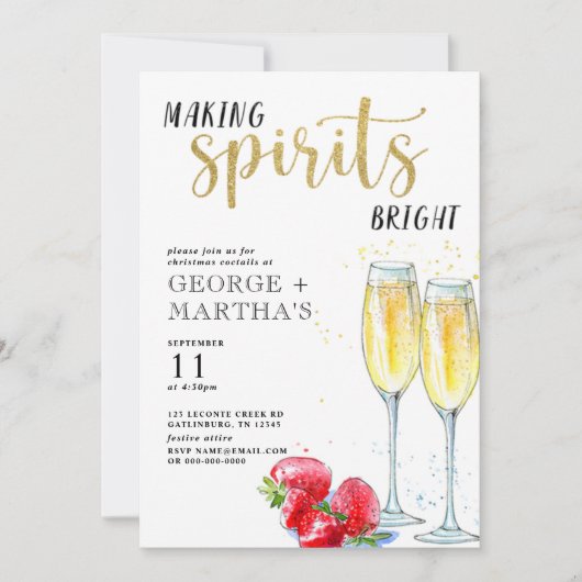 Uitnodiging voor Editable Holiday Cocktail Party (Voorkant)