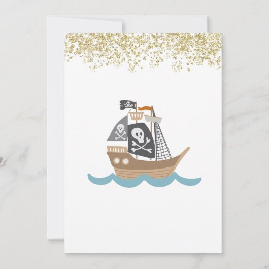 Uitnodiging voor Editable Pirate Boy Birthday (Achterkant)