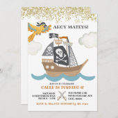 Uitnodiging voor Editable Pirate Boy Birthday (Voorkant / Achterkant)